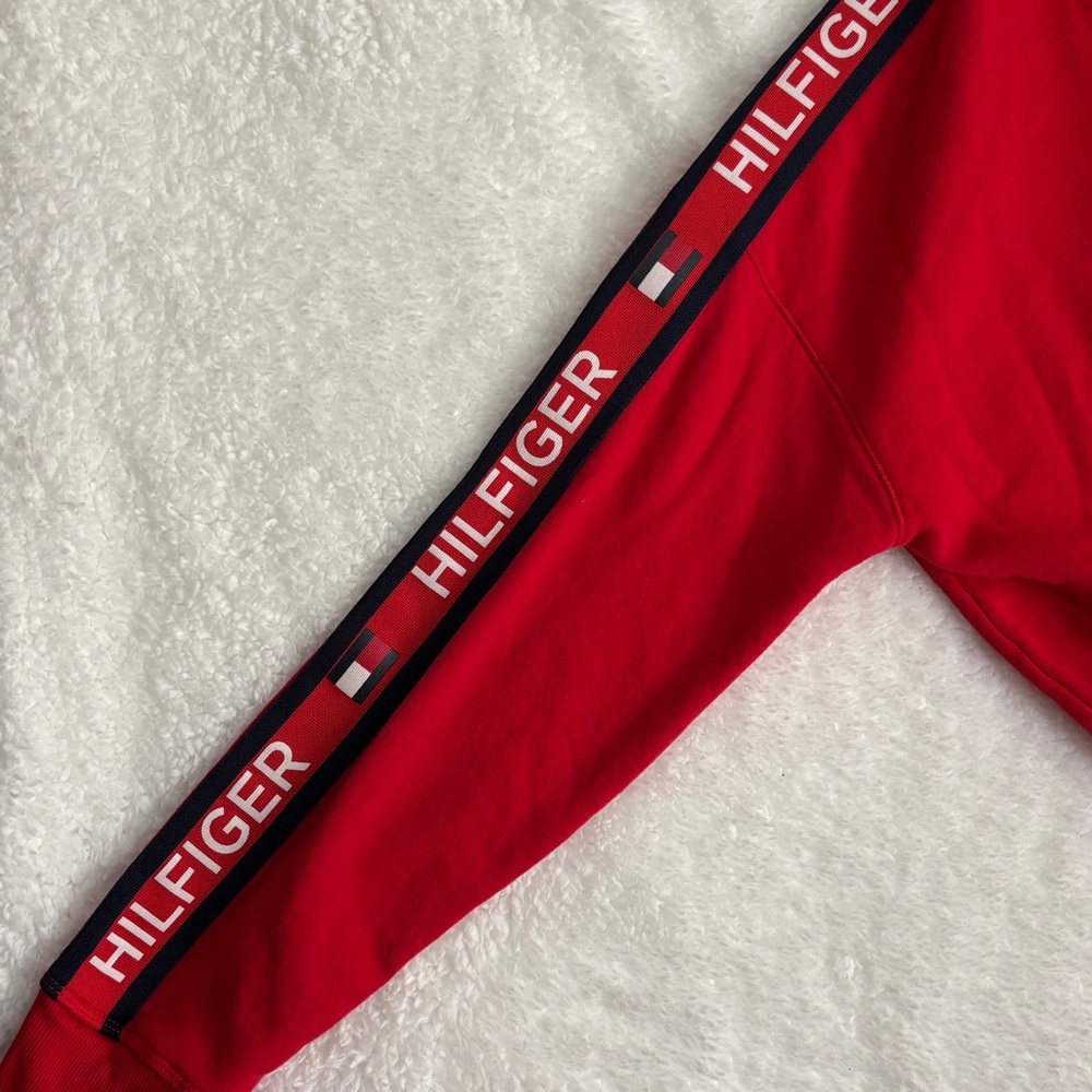 Streetwear casual Tommy Hilfiger Men’s Red Full zip up Hoodie with Logo XL - Picture 4 of 12